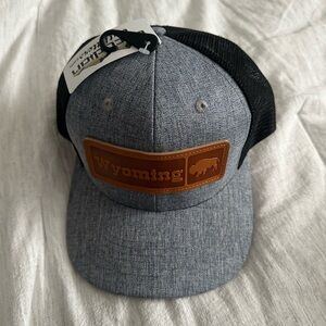 Men’s Wyoming hat with the dark gray bill in black in the back.